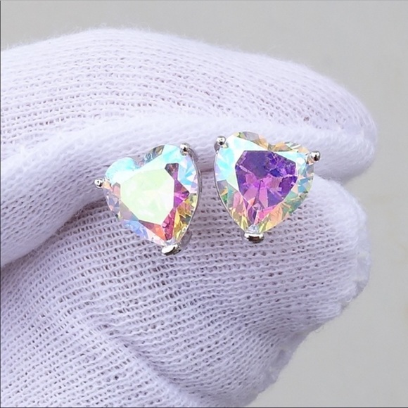 NWT Sterling Silver heart ❤️ cut CZ earrings - Picture 5 of 7